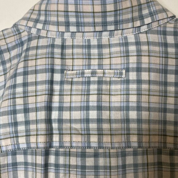Duck Head Plaid Twill 662 Peach Blush Button Down Medium Shirt Blue Pink #5 - Picture 6 of 7